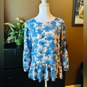 J. Crew Blue Floral Blouse
